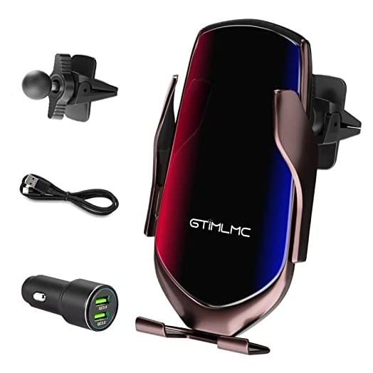 GTIMLMC Wireless Car Charger Vent Mount Qi 15W Fast Charging 360° Rotating Auto Clamping Phone Holder Suitable for iPhone 13/12/11/ Pro/Max/X/XS/XR/8/8P Samsung S22/S21 +/S20/S10/S9/S8/Note 20/10/9/8