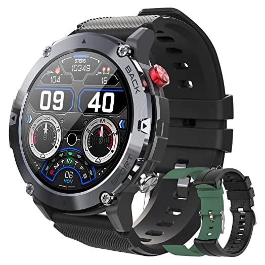 Military Smart Watch for Men(Call Receive/Dial), Outdoor Waterproof Tactical Smartwatch Bluetooth Dail Calls Speaker 1.32'' HD Touch Screen Fitness Tracker for Android Phones and iPhone Compatible