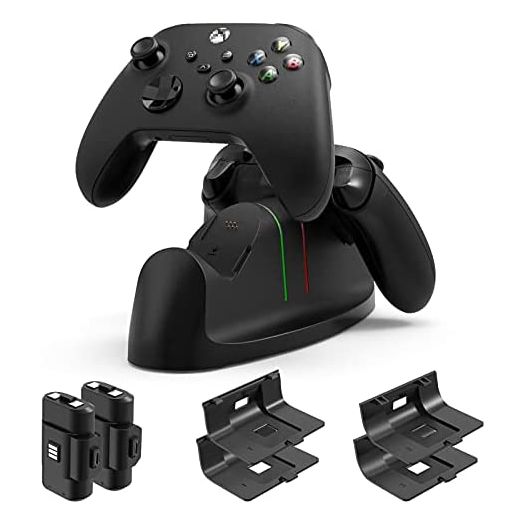 Charger for Xbox Series X|S Controller- Dual Dock Charging Station Compatible with Xbox Core Controller, Charger Stand with 2x1400mAH Rechargeable Battery Packs for Xbox Series X|S Controller
