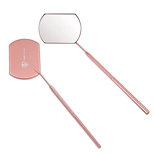 Pretty memory Large Lash Mirror, Stainless Steel Makeup Mirror, Eyelash Extensions Accessories for Lash Extension Supplies (Rose Gold)