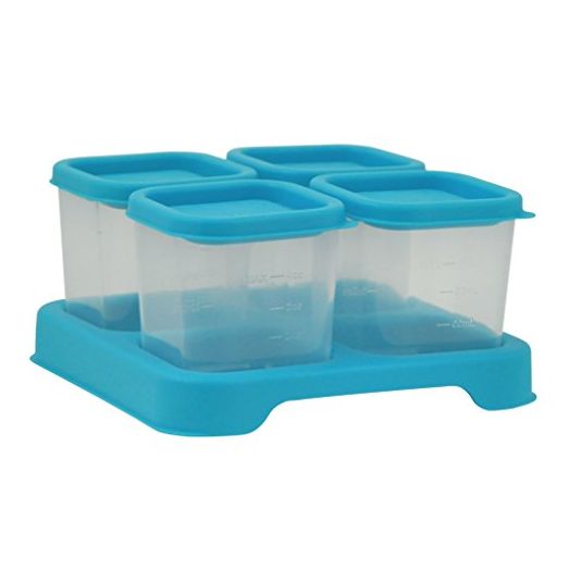 green sprouts Fresh Baby Food Unbreakable Cubes (4oz/4pk) | Store, carry, & serve homemade baby food | Lid provides leak-proof seal, Made from safer plastic, Embossed with measurements