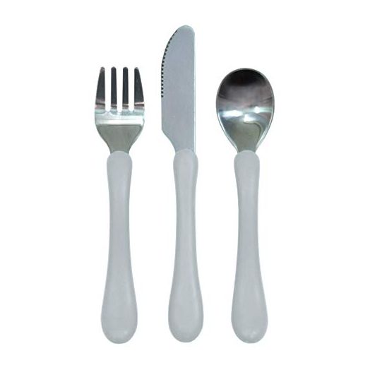 green sprouts Learning Cutlery Set Helps Toddler Develop Independent Eating Skills Designed for Small Hands, Contoured Handles for Easy gripping, Safety Edge on Knife, Dishwasher Safe