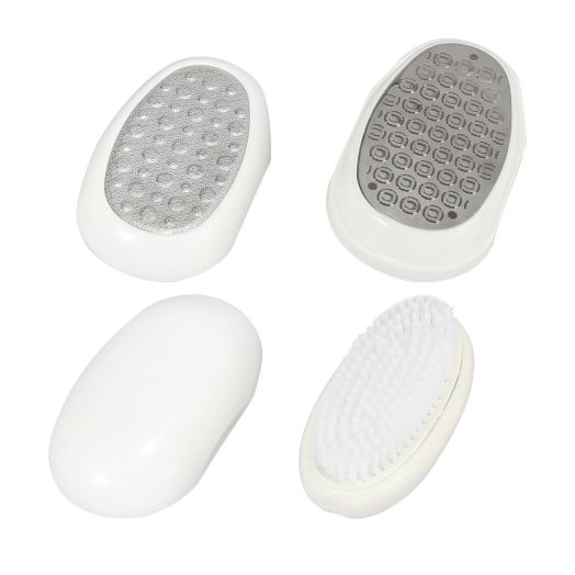 Unique Bargains White Foot Nail Files Tools Hard Dead Skin with Brush Portable Oval Type