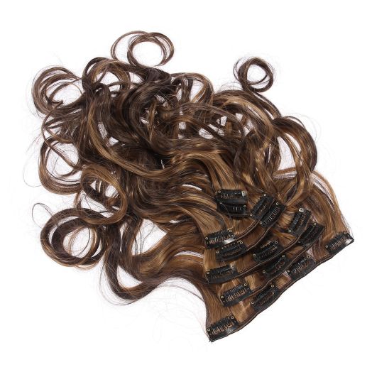 4 Clips in Human Hair Extensions Full Head Synthetic Women Hair Wigs 8pcs