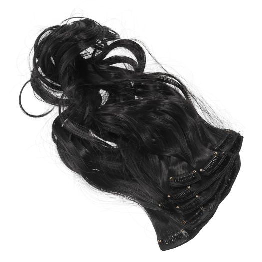 4 Clips in Human Hair Extensions Full Head Synthetic Women Hair Wigs 8pcs