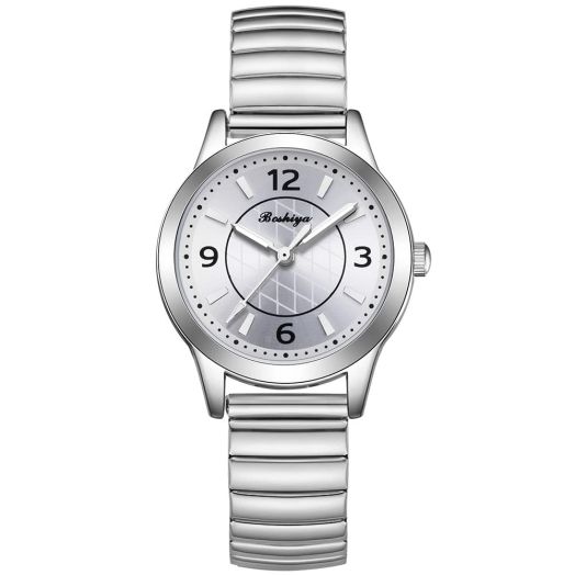 BOSHIYA Stretch Band Watches for Women, Two-tone Bracelet Watch, 30mm Dial Arabic and Roman Numerals