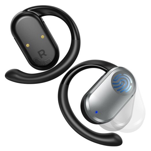 Open Ear Headphones, Bluetooth 5.3 Wireless Earbuds with Earhooks, 120° Rotation Angle Adjustment, 36 Hours Playtime, 1.5 Hours Fast Charging, Sweat Resistant, Sport Earphones for Workout Black