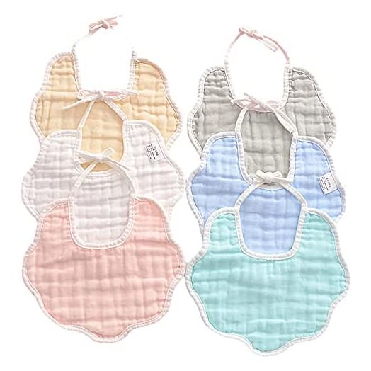 6 Pack Muslin Baby Drooling Bibs Unisex Soft & Absorbent 8-Layer Baby Bibs for Drooling and Teething for Boys Girls