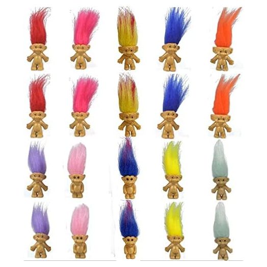 20 Pcs Miniatures Mini Lucky Troll Dolls with Chromatic Hair PVC Tiny Action Figures 80s' Vintage Good Luck Dolls Kids Troll Dolls for Collection Birthday Gifts Party Favor for Kids…