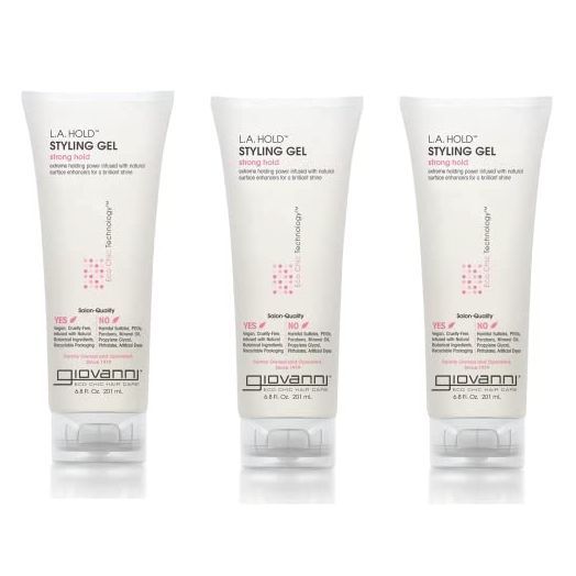 GIOVANNI L.A. Hold Styling Gel, 6.8 oz. Extreme Hold Surface Enhancers, Lightweight, Wash & Go, No Parabens or Phthalates, 6.8 Fl Oz (Pack of 3)