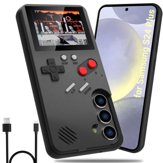 Samsung Galaxy S24 Plus Case,Handheld Retro Game Console Samsung Phone Case,Playable 36 Video Games Protective Case for Galaxy S24 Plus AI 6.7""(Black)