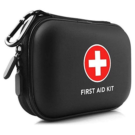 Mini First Aid Kit, 100 Pieces Water-Resistant Hard Shell Small Case - Perfect for Travel, Outdoor, Home, Office, Camping, Hiking, Car (Black)