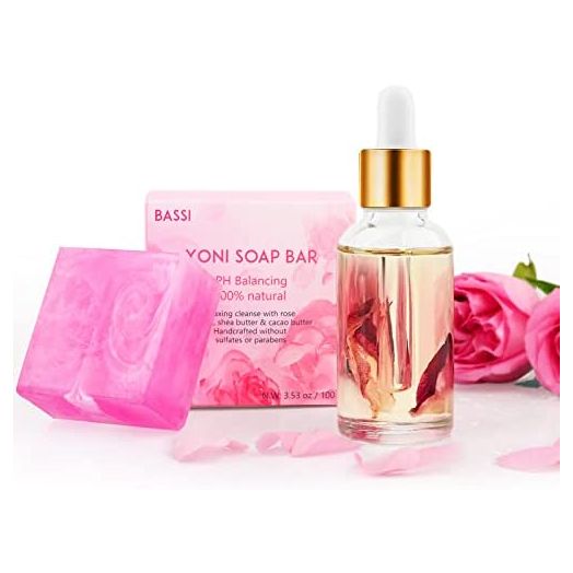Yoni Soap Bars & Natural Yoni Oil Set, Natural Yoni Oil Vaginal Wash for Women Feminine Wash Vaginial Deodorants pH Balance, Eliminates Odor, Feminine Oil 30ml/1 oz, 2 Pcs Vaginal Care Soap 3.53 oz…