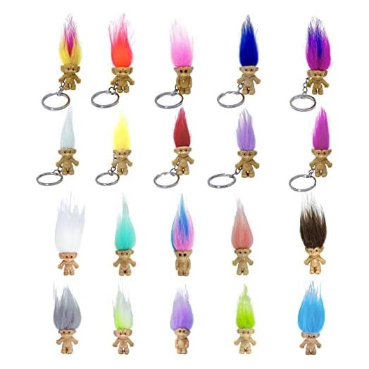 Mini PVC Vintage Lucky Troll Doll Mini Action Figures Cake Toppers Chromatic Adorable Cute Little Guys Collection, School Project, Arts Crafts, Party Favors (20pack-B)