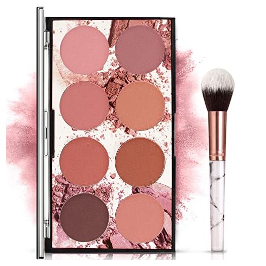 NewBang 8 Colors Blush Palette, Matte Mineral Blush Powder Bright Shimmer Face Blush