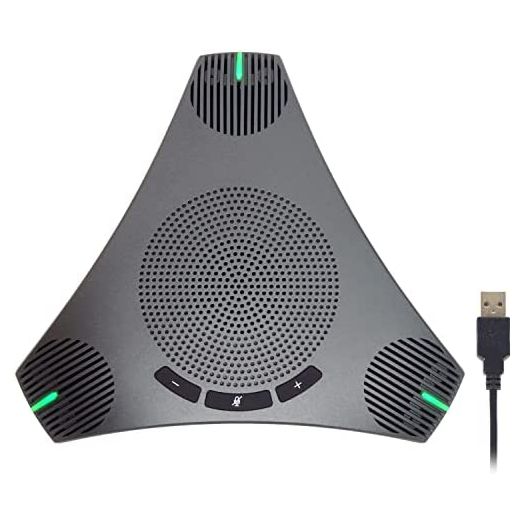 Conference Speaker and Microphone, 360° Omnidirectional Microphone USB Speakerphone with USB Hub and Intelligent DSP Noise Reduction/Echo Cancellation for 8-10 People Business Conference, Home Office