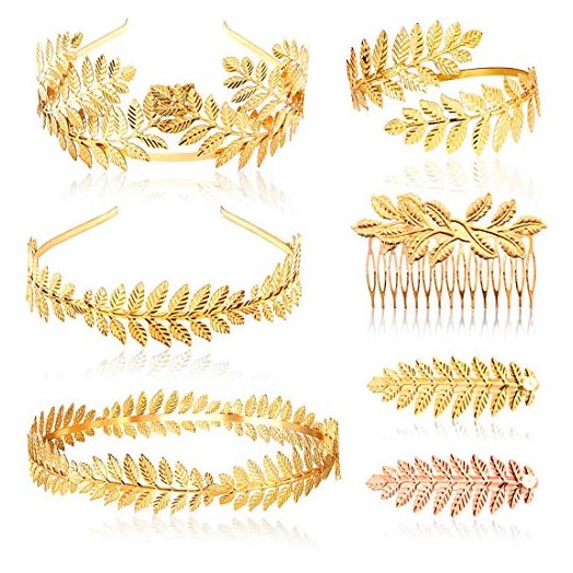 7pcs Goddess Leaf Headband, Greek Goddess Bridal Hairband, Laurel Leaves Crown Gold Leaf Branch Crown Greek