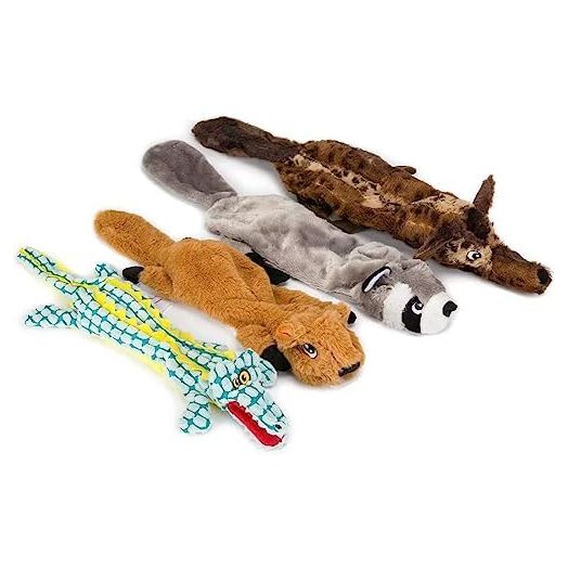 AZSSMUK Dog Squeaky Toys No Stuffing, Pet Toy with Durable Double Layer Fabric with Two Squeakers for Small Large Breeds Chew Toys Set (4PCS)