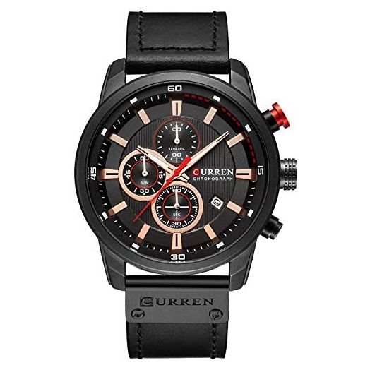 Mens Leather Strap Watches Classic Casual Dress Stainless Steel Waterproof Chronograph Date Analog Quartz Watch