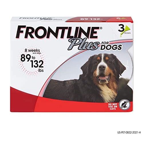 FRONTLINE Plus Flea and Tick Treatment for Dogs (Extra Large Dog, 89-132 Pounds, 3 Doses)