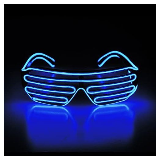 Aquat Light Up Shutter Neon Rave Glasses El Wire LED Sunglasses Voice Activated Glow DJ Costumes For 80s, EDM, Party RB02