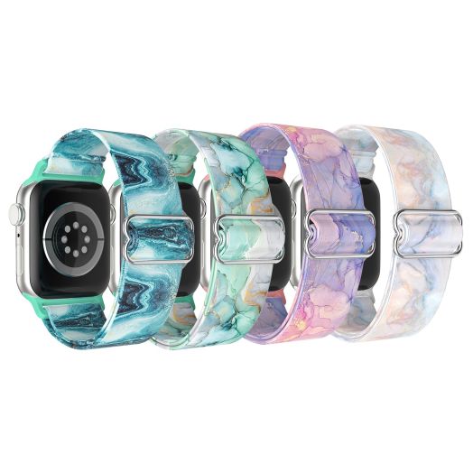 Vanet Nylon Printed Pattern Elastic Bands Compatible with Apple Watch 38mm 40mm 41mm Women Men, 4 Pack Soft Strentchy Sport Breathable Replacement Wristbands Compatible for Apple iWatch SE Series
