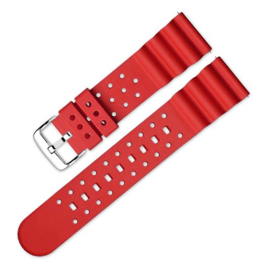 Narako Silicone Curved Line Watch Bands 20mm 22mm Quick Release Replacement Rubber Sport Watch Straps for Diving Watches (22mm, Red)