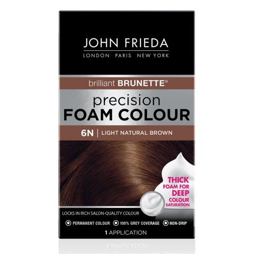 John Frieda Brilliant Brunette Permanent Precision Hair Color Foam, 6N Light Natural Brown, 1 Application