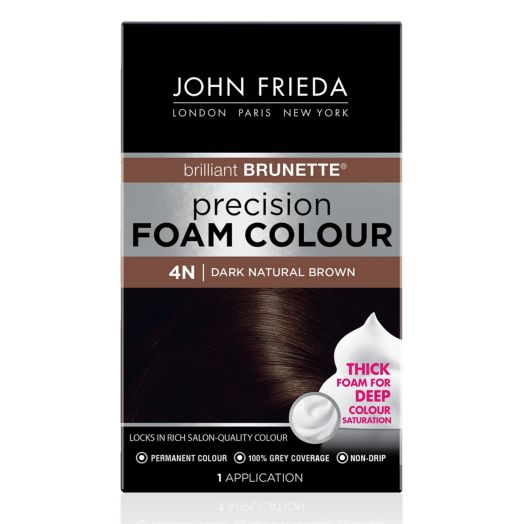 John Frieda Brilliant Brunette Permanent Precision Hair Color Foam, 4N Dark Natural Brown, 1 Application