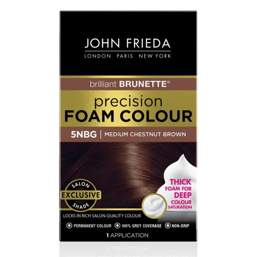 John Frieda Brilliant Brunette Permanent Precision Hair Color Foam, 5NGB Medium Chestnut Brown, 1 Application
