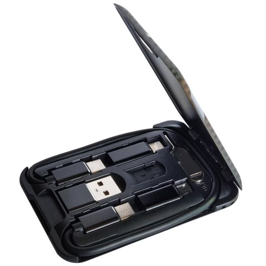 USB Type C to C Charging and Data Transfer Cable with 3 Adapters Combination Set in Credit Card Size Case