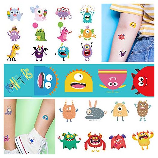 Ooopsi Monster Temporary Tattoos for Kids, More Than 120 Tattoos, Cute Cartoon Tattoos Sticker for Boy Girl