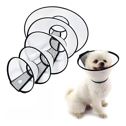 Care 4U Dog Cone Collar Soft, Cat Cone Collar for After Surgery Anti-Bite Lick,Elizabethan Collar for Large Dogs Medium Dogs Small Dogs,Translucent Reusable Soft Dog Cone(M)