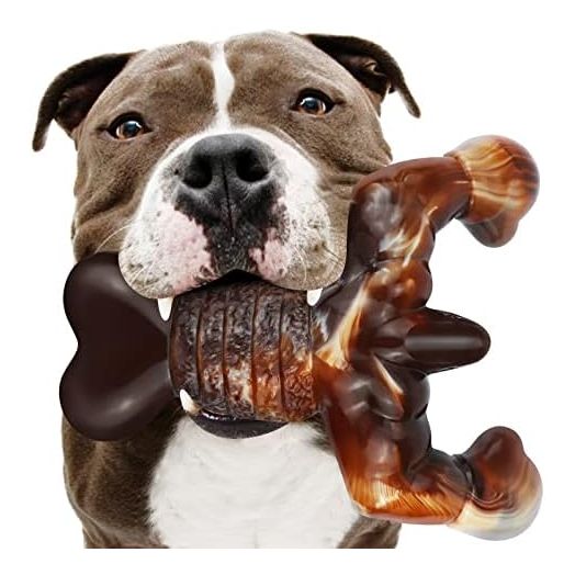 Dog Chew Toys for Aggressive Chewers Indestructible Dog Toys,Bacon Flavored, Tough Dog Bone Durable Dog Toys for Medium/Large breed Dogs, Best Extreme Chew Toys to Keep Them Busy