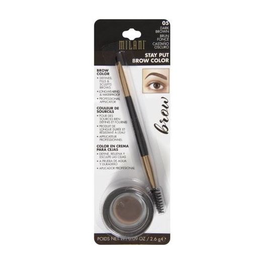 Milani Stay Put Brow Color, Dark Brown, 0.09 oz