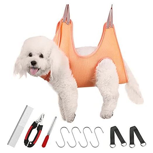 Guzekier Pet Dog Grooming Hammock Harness for Cats & Dogs, Dog Sling for Grooming, Dog Hammock Restraint Bag with Nail Clippers/Trimmer, Nail File, Pet Comb,Ear/Eye Care
