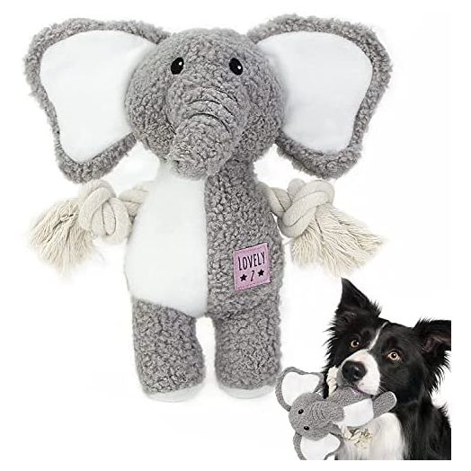 Dog Toys Cute Plush Dog Toy Interactive Knot Toy Indoor Puppy Toys with Pleated Paper, Durable chew Toys ,Dog Toys for Small Dogs Dog Squeak Toys Elephant Shape