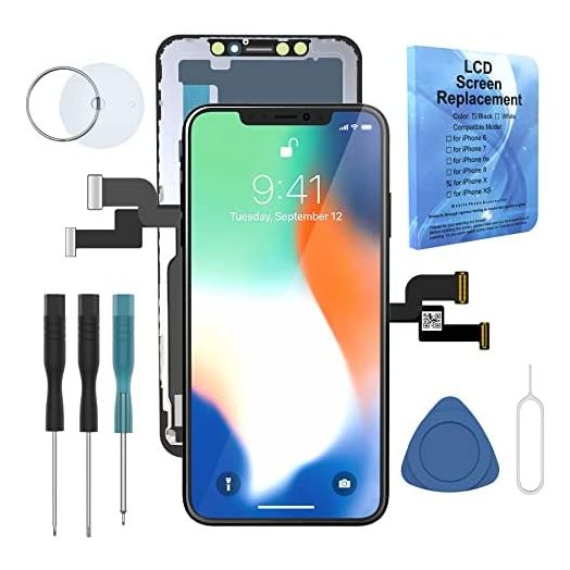 for iPhone 10 X 5.8 inch LCD Display Screen Replacement Digitizer Full Assembly 3D Touch Touchscreen with Waterproof Frame Adhesive Repair Tools in Black