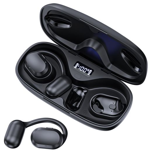 Open Ear Headphones, Open Ear Earbuds, IPX7 Waterproof, Bluetooth 5.3 True Wireless Sports Over Ear Earbuds with Earhooks, Built-in Mic, Crystal-Clear Calls for Running Workout Cycling Driving