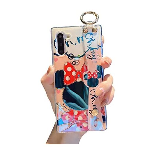Lastma for Samsung Galaxy Note 10 Case Cute with Wrist Strap Kickstand Galaxy Note 10 Case 6.3" Glitter Bling Cartoon IMD Soft TPU Shockproof Protective Phone Cases Cover for Girls and Women - Minnie