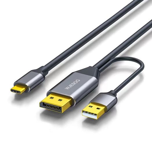 DisplayPort to USB C Cable 6.6ft 4K@60Hz with USB Cable Adapter,DP Male to Type-C Male Converter Support Touch with Nreal Air VR, MacBook Pro/Air 2020/2018, iPad Pro/Air, XPS