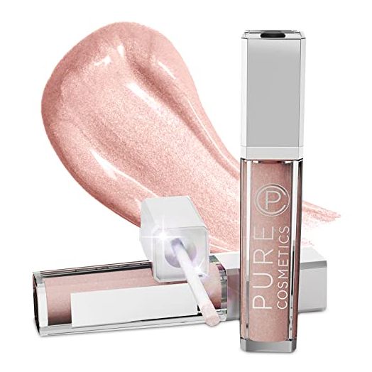 Pure Cosmetics Lip Gloss, Nude Beach, .30 fl oz / 9ml, LED Applicator with Mirror