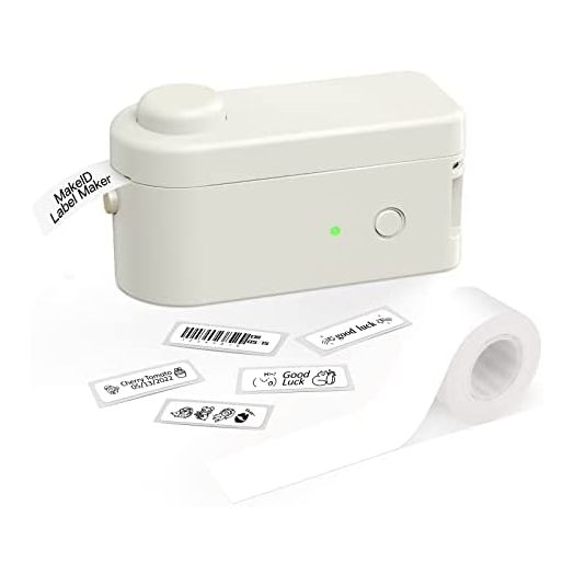 MakeID Label Maker Machine with Tape for Storage with 3/5 inch or 16mm Tape Bluetooth USB Rechargeable for Android iOS Label Printer Cute Fonts Emoji Stickers Fast and Easy, Beige