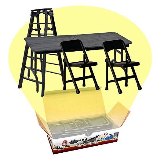 ULTIMATE Ladder, Table & Chairs Black Playset For Wrestling Action Figures