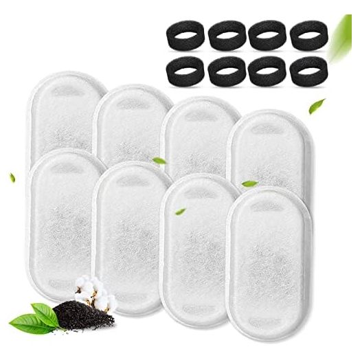Cat Water Fountain Filters, 8 Pack Replacement Filters with 8 Sponges,Cat Bowl Filters for Stainless Steel 67oz/2L Adjustable Water Flow Pet Fountain