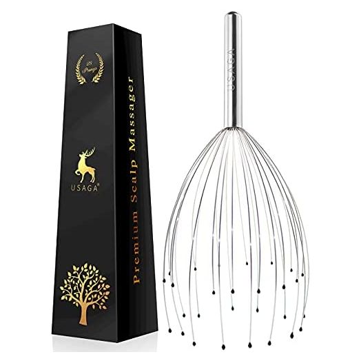 USAGA 28 Fingers (3rd Generation) Head Massager, Scalp Scratcher, Head Scratcher for Stress Relief, Hair Stimulation and Body Relaxing
