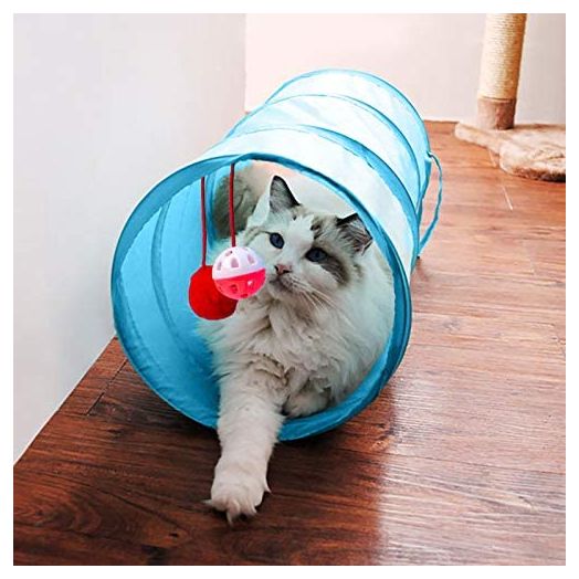 iCAGY Cat Tunnel for Indoor Cats Interactive, Rabbit Tunnel Toys, Pet Toys Play Tunnels for Cats Kittens Rabbits Puppies Crinkle Collapsible Pop Up Sky Blue 20"
