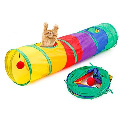 iCAGY Cat Tunnel for Indoor Cats Interactive, Rabbit Tunnel Toys, Pet Toys Play Tunnels for Cats Kittens Rabbits Puppies Crinkle Collapsible Pop Up Multiple Color 45"