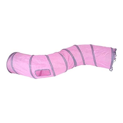 iCAGY Cat Tunnel for Indoor Cats Interactive, Rabbit Tunnel Toys, Pet Toys Play Tunnels for Cats Kittens Rabbits Puppies Crinkle Collapsible Pop Up Pink 47"