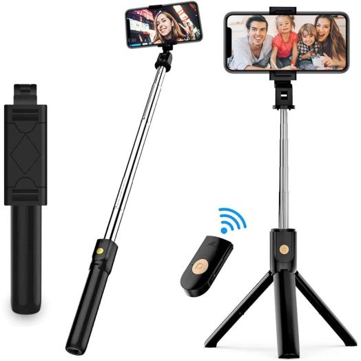 SKONYON Selfie Stick Tripod Remote Shutter TripodMini Extendable Aluminum Cell Phone Stand 270° Rotation Portable Tripod